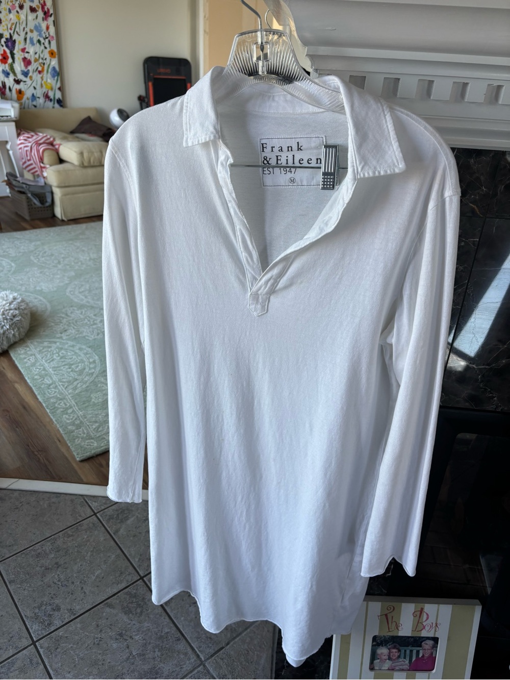 Frank & Eileen White Long-Sleeve Polo Dress